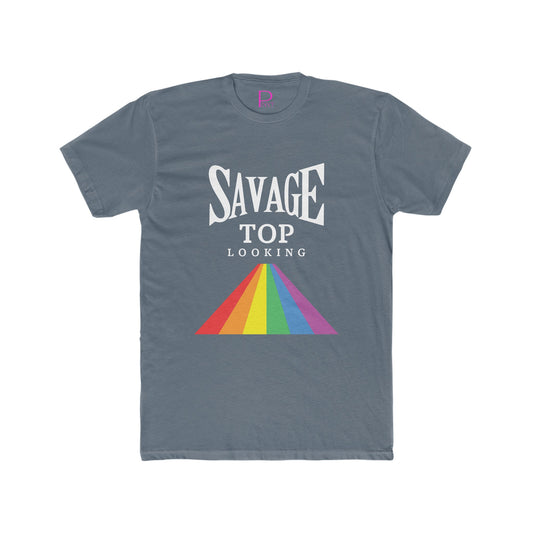 Pinxt "Savage Top Looking" Pride Men's Cotton Crew Tee